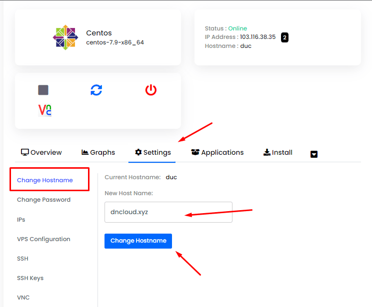 Hướng dẫn thay đổi Hostname VPS tại DNCLOUD