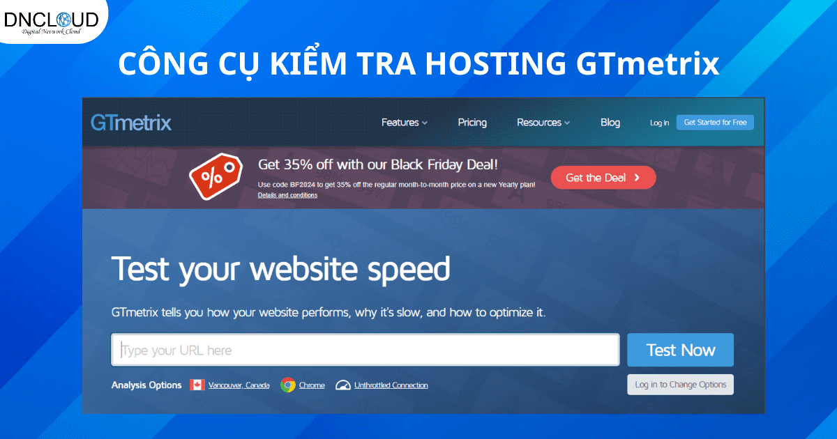 Công cụ kiểm tra hosting GTmetrix
