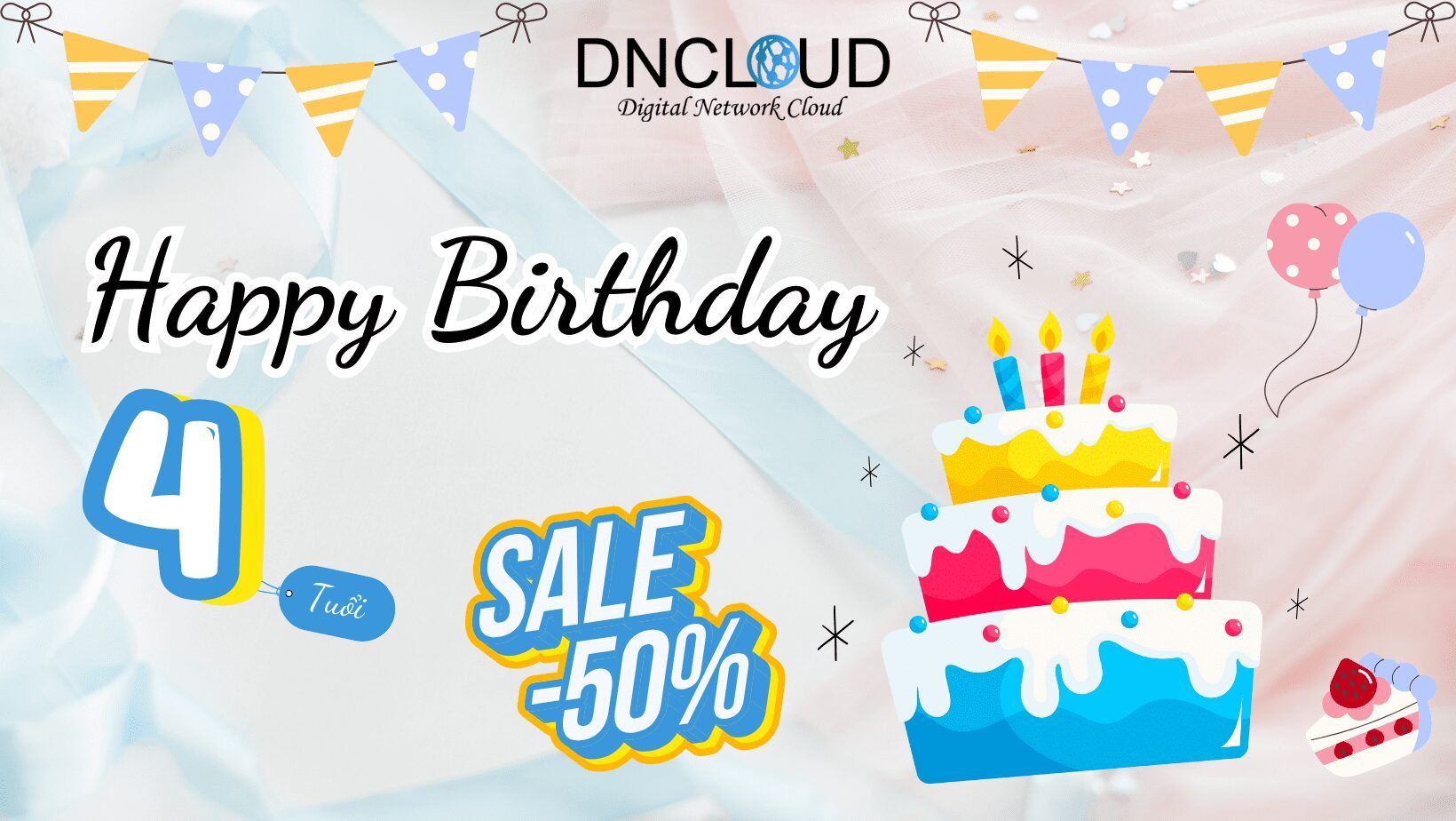 Mừng sinh nhật 4 tuổi Khuyến Mãi lên tới 50%