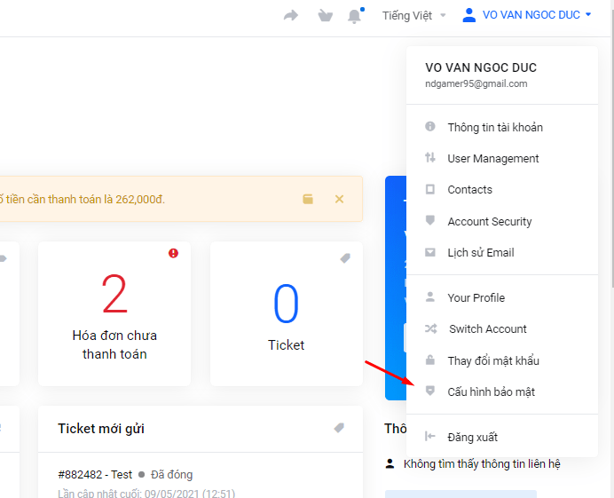 Hướng dẫn bật bảo mật 2 lớp tài khoản DNCLOUD