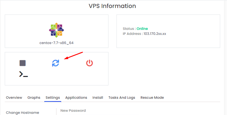 Reboot VPS